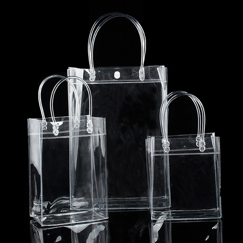 

PVC Transparent Handbag Shopping Bags Waterproof Storage Bag for Gift Cosmetic Plastic Bags Jewelry Packaging Home Decoration