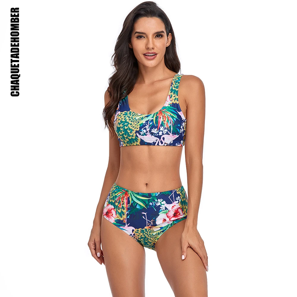 

High Waist Bikinis 2021 Tie-dye Printing Swimsuits Women Sexy Backless Beachwear Sports Ribbed Bathing Suits New Swimwear BIKINI