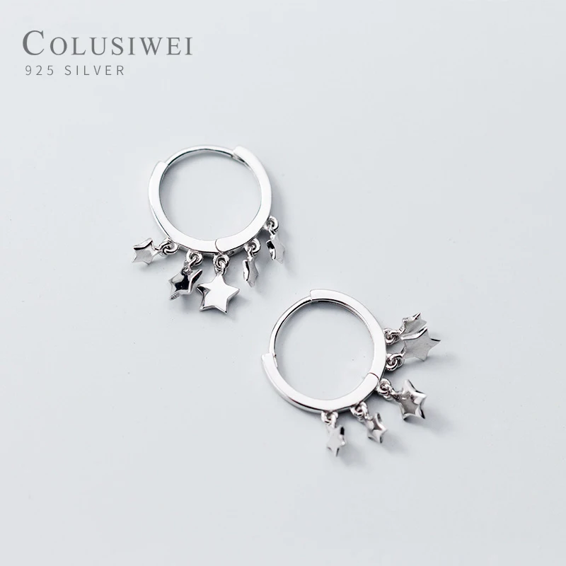 Colusiwei Новое поступление Настоящее серебро 925 проба модные звезды пентаграмма