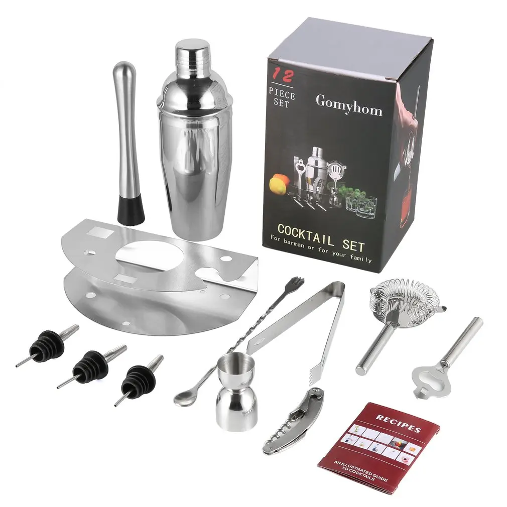 

12 Piece/Set Professional Stainless Steel Bar Kit Home Cocktail Shaker Set-Bar Tool Set Perfect To Mix Any Drink