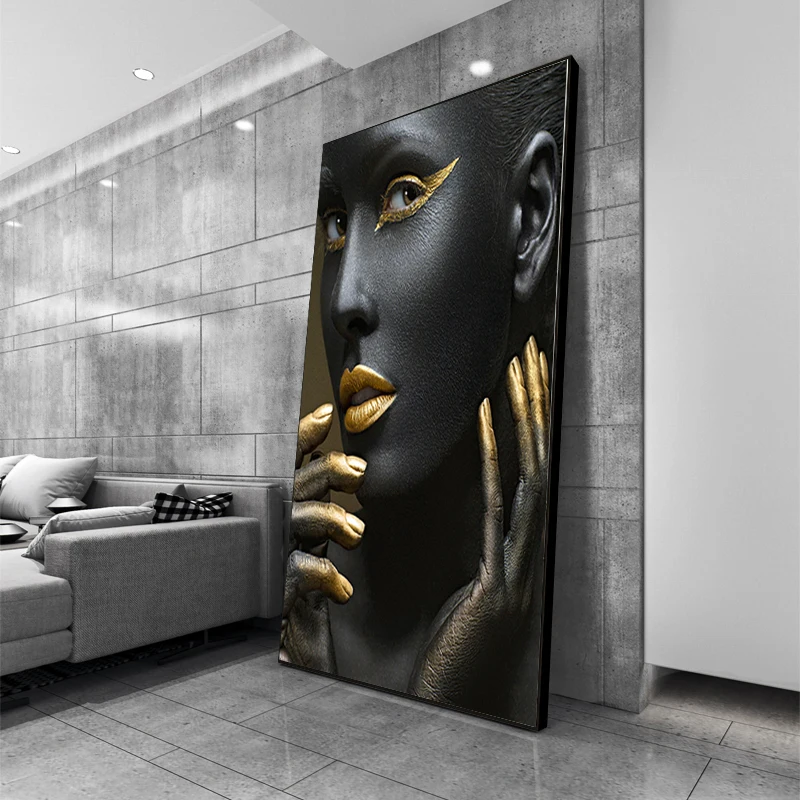

African Art Black and Gold Woman Posters Nude Figure Print Canvas Painting Light Luxury Wall Pictures for Living Room Hoom Decor