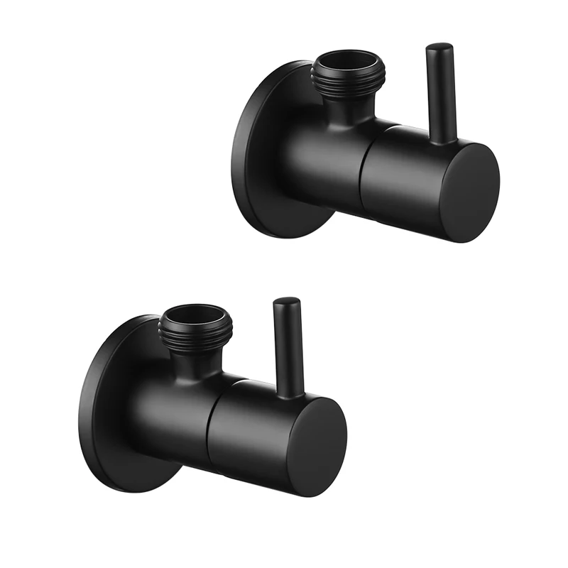 Matte Black Angle Valve Faucet Water Input Fitting & Shut-off Round Tap G1/2" Connection Bathroom Kitchen Accessories |