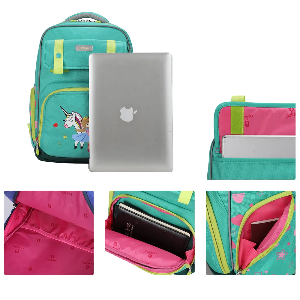 Aoking Lovely Kids School Backpack Large Ergonomic Children Printing Bag Safe Casual Rucksack With Reflective Strip