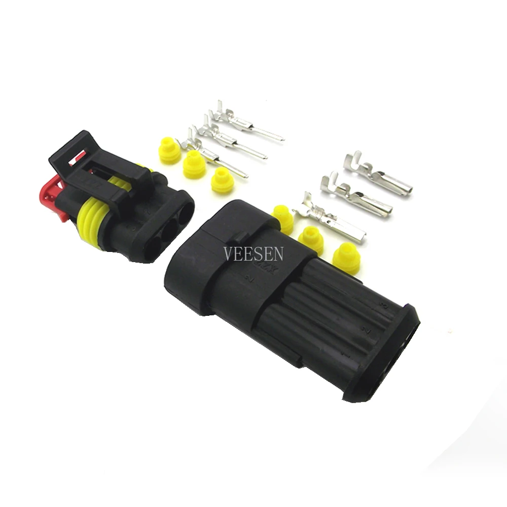 10 комплектов 3Pin AMP Водонепроницаемый Электрический автомобильный разъем SuperSeal PA66