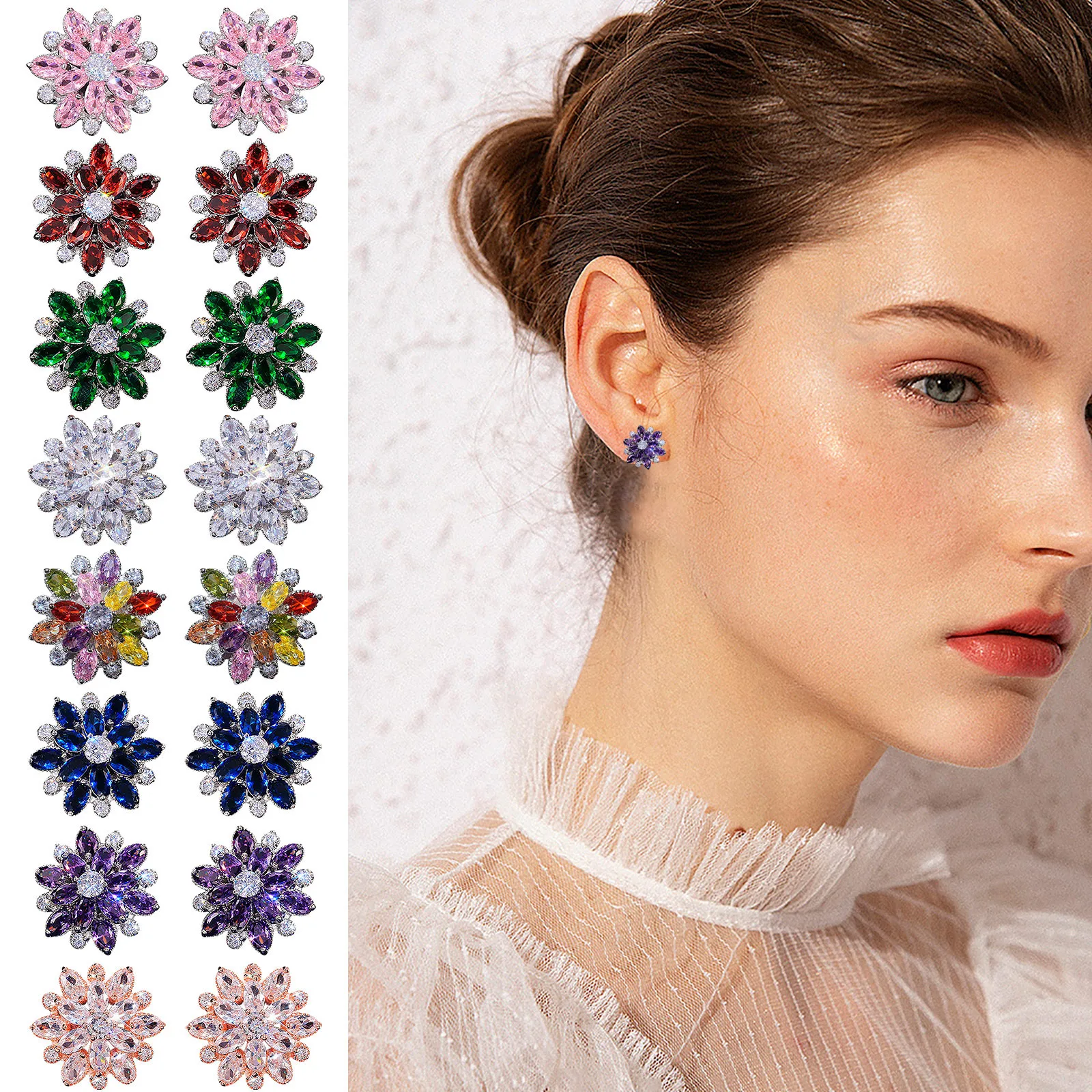 Женские серьги 2020 модные с украшением в виде кристаллов украшенное цветочными