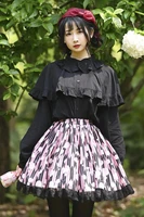 black lace japanese anime cherry sakura flower prints lolita skirts pink