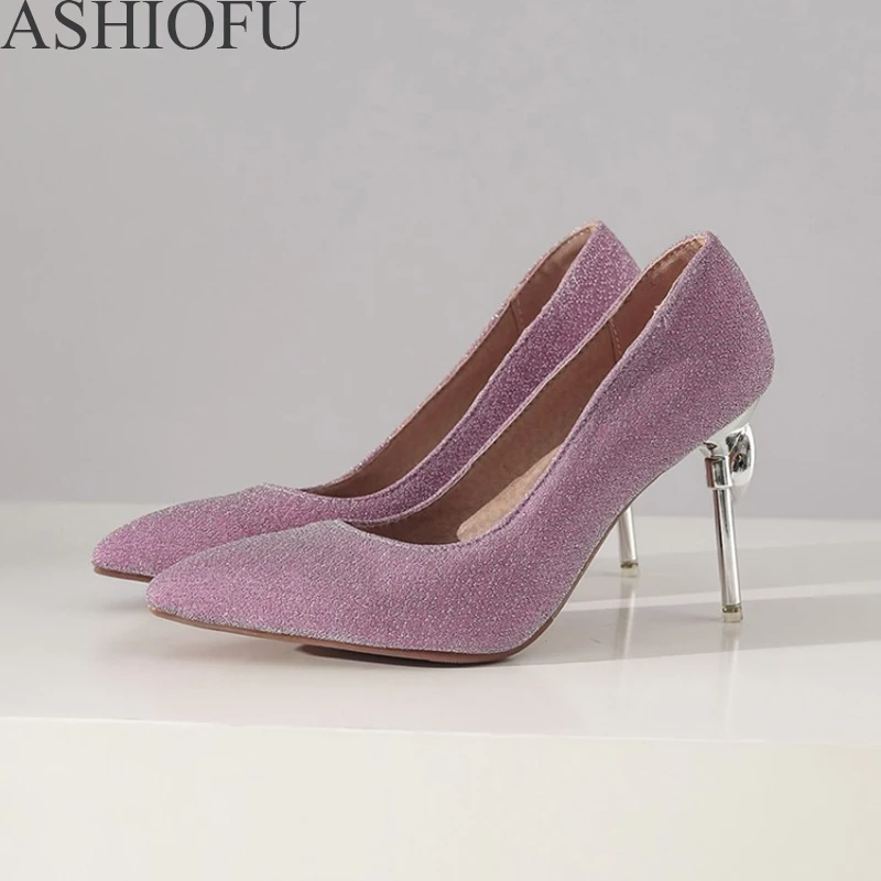 

ASHIOFU/женские модельные туфли на шпильке; Туфли-лодочки без шнуровки с острым носком на высоком каблуке для свадебной вечеринки; Модные вечер...