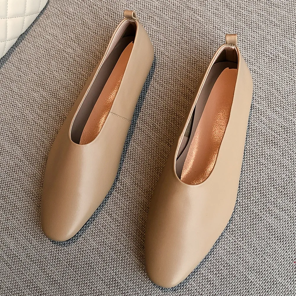

Women's genuine leather slip-on ballet flats leisure soft comfortable espadrilles round toe casual daily femaale footwear shoes