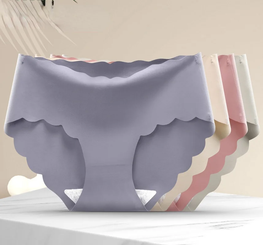 

Women's Panties Ruffles Underwear For Women Silk Female Briefs Seamless Underpants Solid Fashion Pantys M-2XL Lingerie