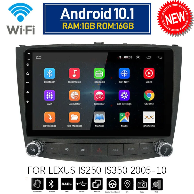 2Din Android 10 1 автомобильный DVD плеер стерео радио GPS навигация WIFI для Lexus IS250 IS350 2005 2010