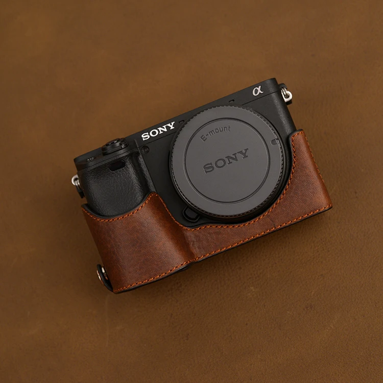 AYdgcam ручной работы из натуральной кожи чехол для камеры для sony A6100 A6400 A6300 A6000 сумка для камеры половина ручки винтажный Чехол