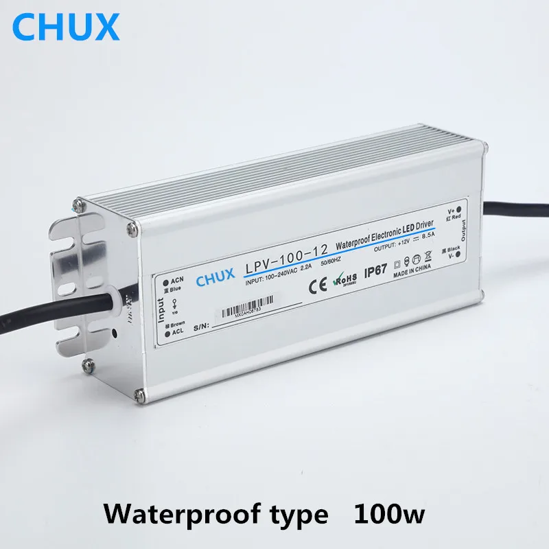 

CHUX Водонепроницаемый переключение Питание 100w 12v 24v 15V 48V 110V 220v LPV-100W светодиодный ламповый светильник драйвер