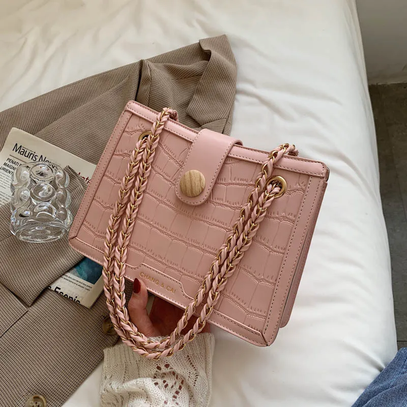 

Women Handbags Crocodile Pattern Solid Color PU Leather Crossbody Bags 2020 New Lady Shoulder Bags Female Casual Totes