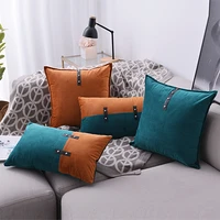 luxurious flannel fabric with leather silver buckle decoration home decoration pillowcase