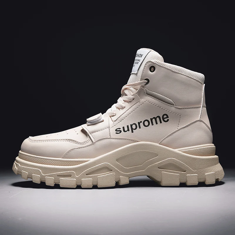 Брендовые кожаные мужские ботинки осенне-зимние теплые Martens с высоким берцем