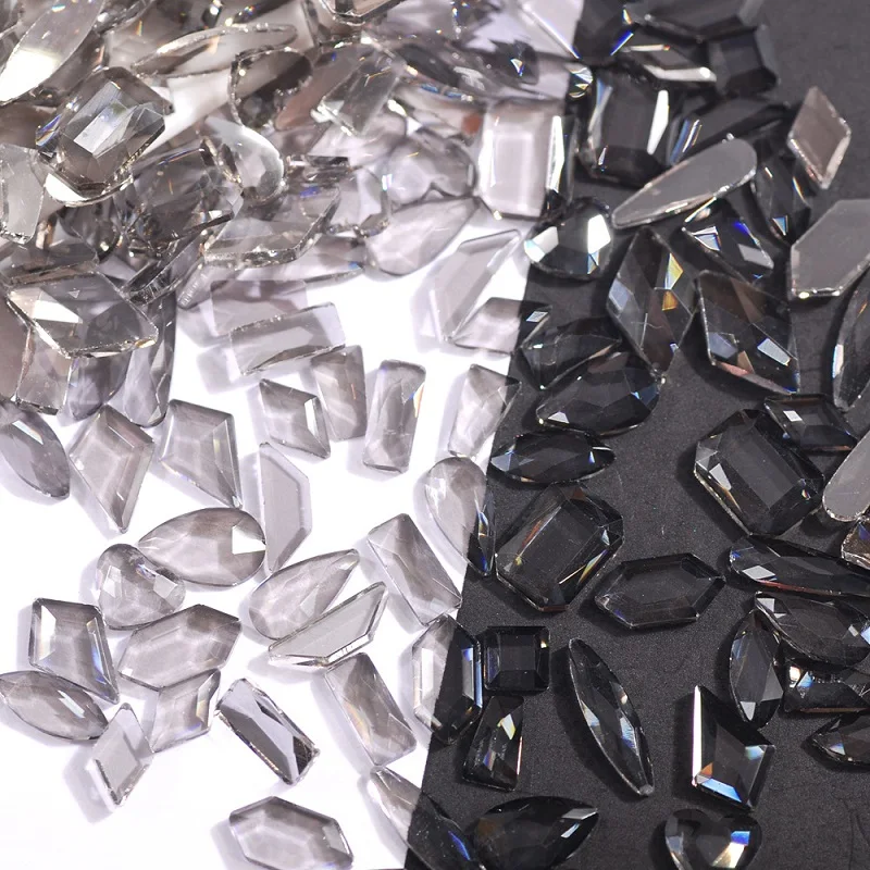 

50pcs Mixed Shape Nail Rhinestones Shinning Nail Drop Aurora Gray Colorful Color Nail Rhinestones Glitter Nail Stones