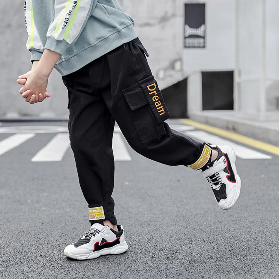 Штаны для мальчиков штаны с буквенным принтом карго детские осенняя одежда