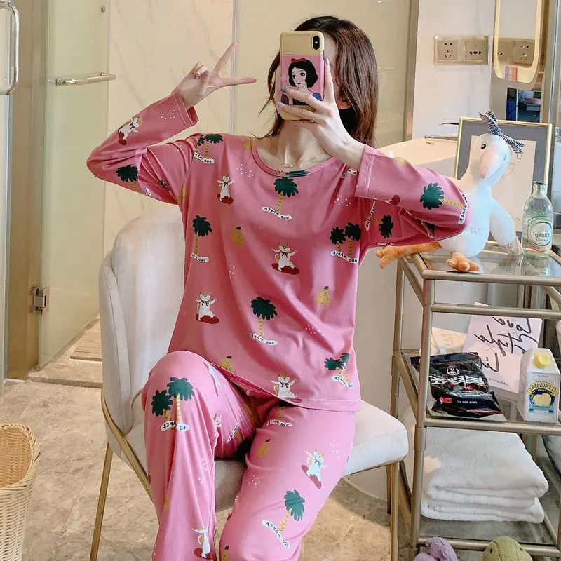 M L XL XXL 3XL 4XL 5XL с длинным рукавом для женщин Ночная рубашка одежда сна 100% хлопковые