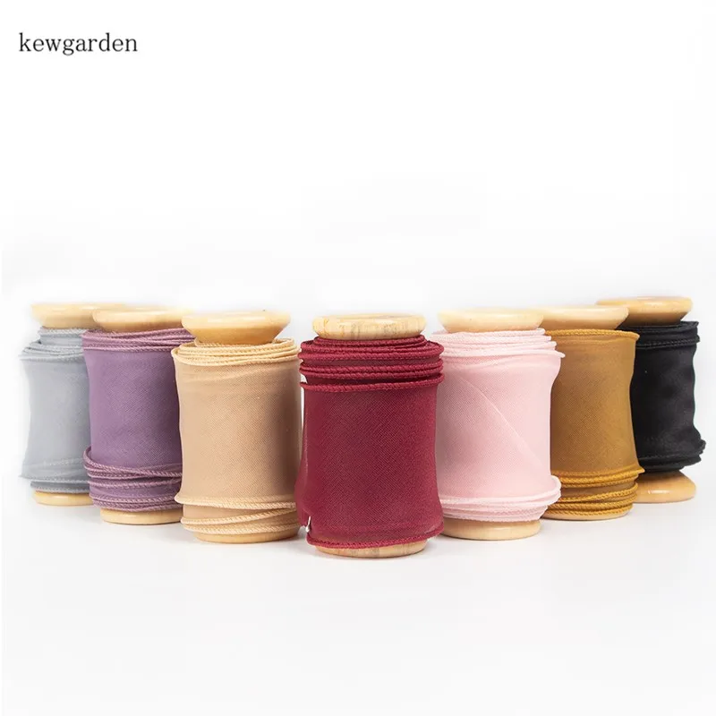 Kewgarden 50 мм 2-Дюймовая лента для упаковки цветов волнистая из органзы DIY аксессуары