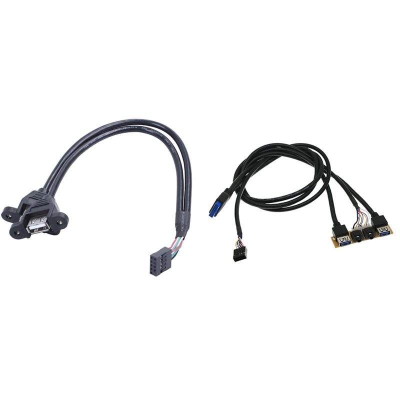 

1 шт. 9-контактный на двойной USB 2.0 тип A адаптер кабель материнская плата и 1 шт. 60 см аудио разъем удлинитель