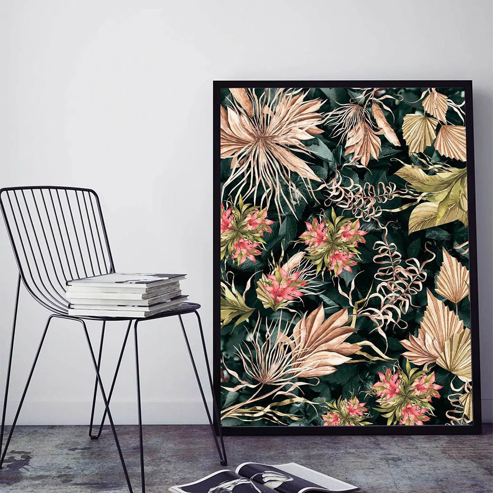

Nordic Leaf Flower Wall Art Canvas Painting Modern Botanical Plant Posters and Prints Pictures for Living Room Home Decoration