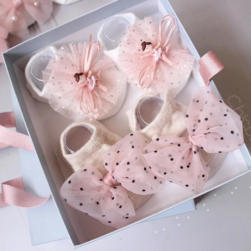 

2Pcs/Set Newborn Baby Headband+Socks Lace Cute Cartoon Socks Floral Baby Girl Headbands Infant Girls Hair Band photography props