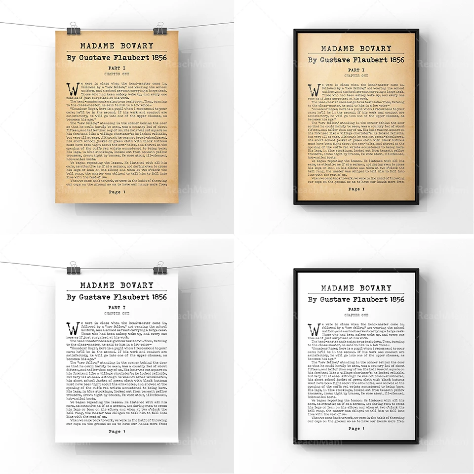 

Книга мадам бовар Густава флобберта, новый плакат, печать | Классическая первая страница, настенная Художественная печать | Литературное ис...