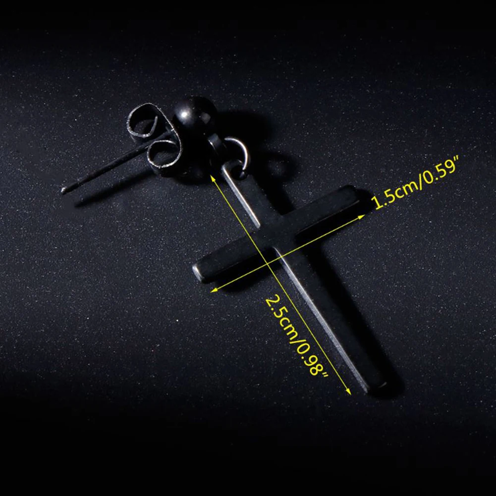 

Men Female Jewelry Earrings Fashion Gift Party Korea Style Unisex Charm Gold Black Punk Earrings 1PC Chic Earrings Cross Pendant