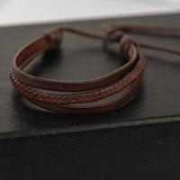 handmade braided leather bracelet wax rope weaving vintage cotton accessories dropshipping ez113