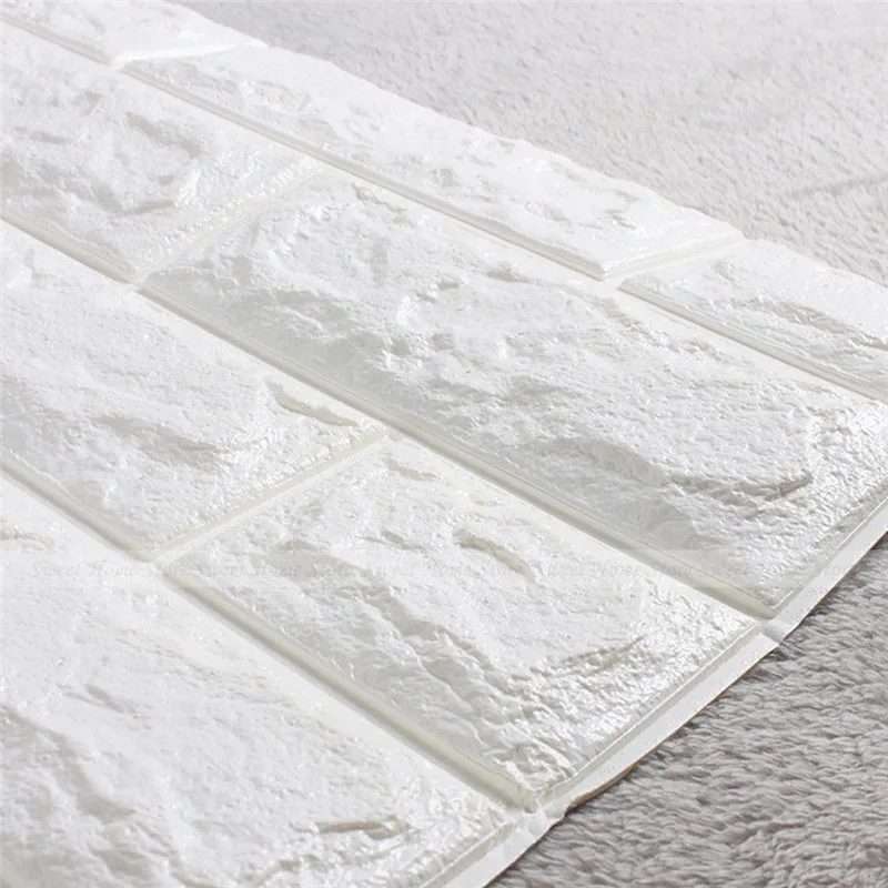 60X60cm Stone Brick Pattern 3D White Textured PE Foam Wallpaper Self-adhesive Wall Sticker | Дом и сад