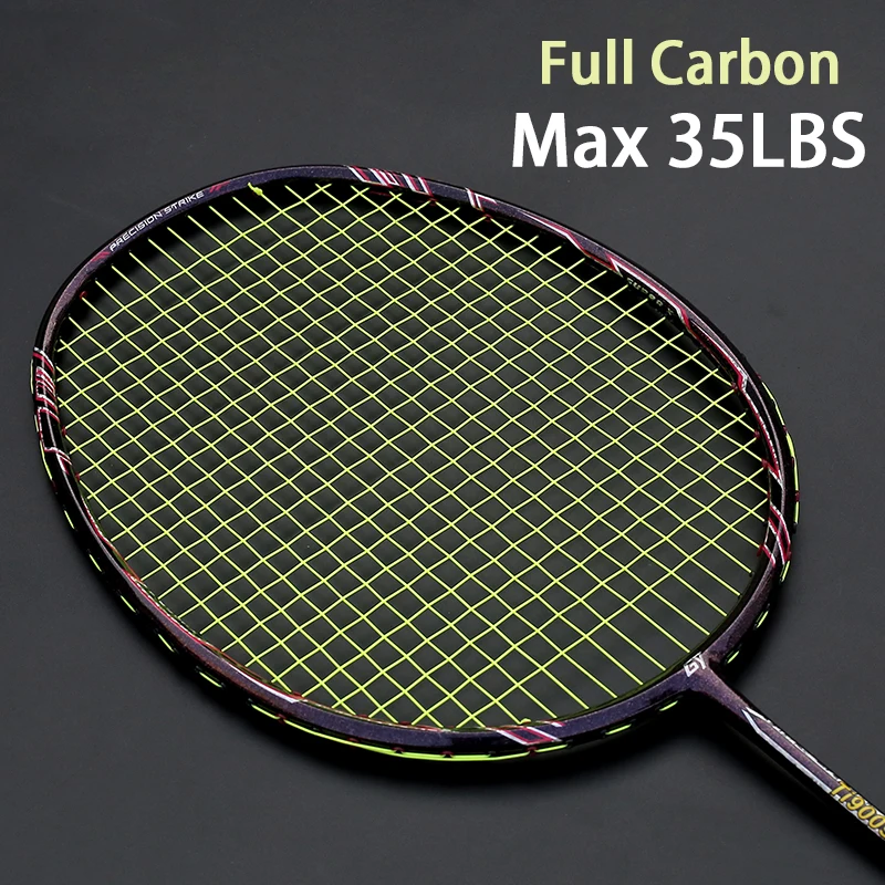 Professional Max 35LBS Ultralight Carbon Fiber Badminton Racket Sports Racquet Training Rackets Free For String Overgrip Bags - Цвет: Фиолетовый