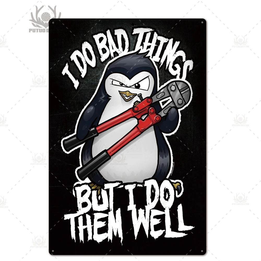 TH3042 Crazy Penguin металлический плакат Забавный металлический оловянный знак железная Живопись Домашний Декор декоративная металлическая тарелка Настенный декор - Цвет: TH3042