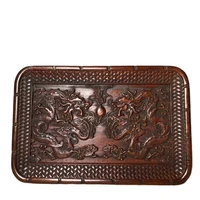 china old beijing old goods seiko redwood carved carvings %e3%80%90shuanglongxizhu%e3%80%91 picture the tea tray decorated square plate