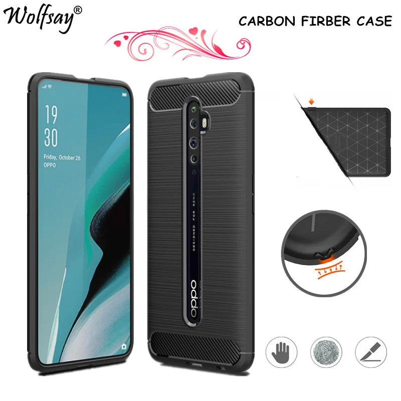 Чехол из углеродного волокна для Oppo Reno 2Z резиновый бампер силиконовый