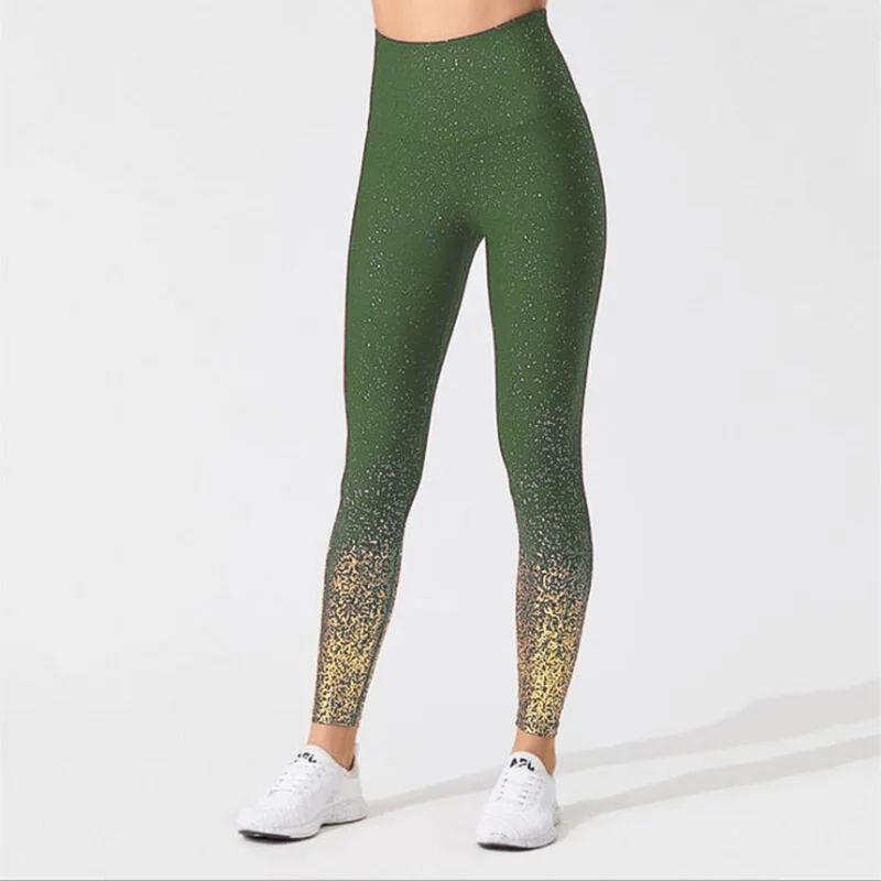 9058 green Женские леггинсы, новинка, цветочный рисунок, цифровой принт, брюки, тонкие, для фитнеса, пуш-ап, женские леггинсы, для тренировок, плюс размер, с высокой талией, леггинсы - Цвет: 9058 green