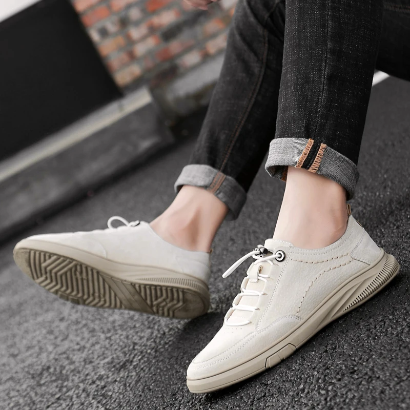 Men Loafers sheos slip on Moccasins Genuine Leather Gommino outdoor Male Footwear Flats Boat Shoes Classical Chaussure Homme | Обувь