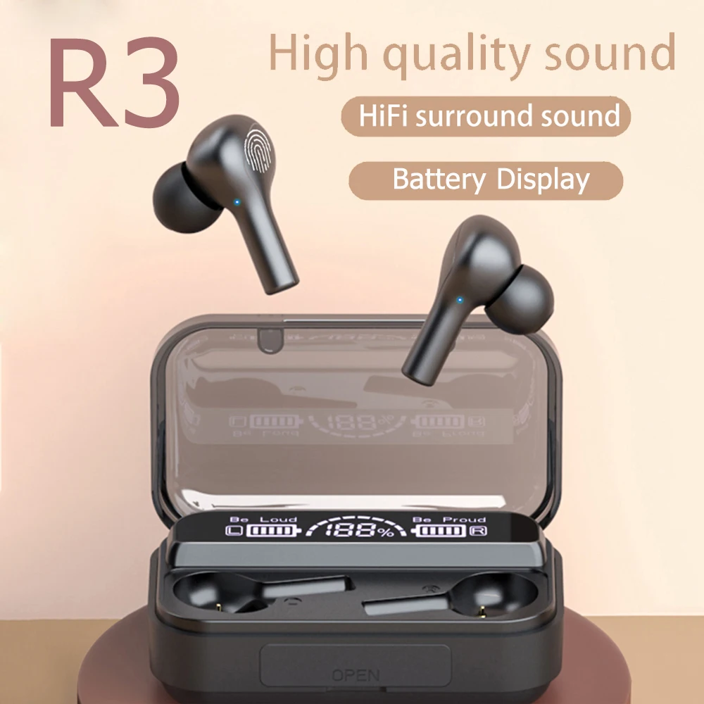 

R3 TWS fone sem fio Earbud auriculares Bluetooth inalambrico Earphones audifonos słuchawki bezprzewodowe Headset Gamer for Phone