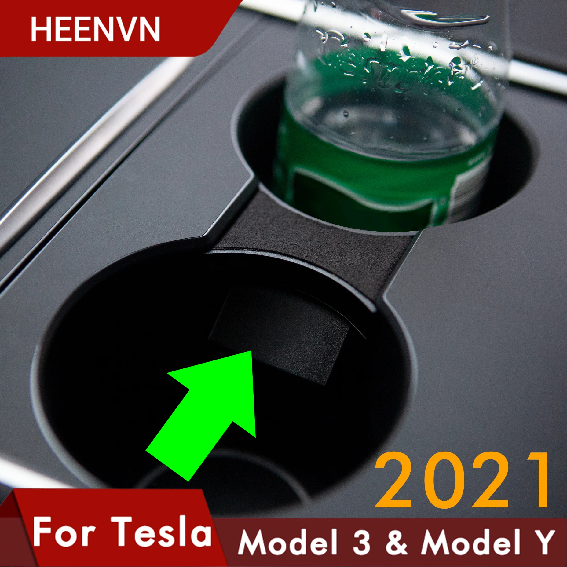 

Heenvn Model3 Car Water Cup Holder For Tesla Model Y 2021 Accessories Interior Center Console Storage Organizer Model 3 Three