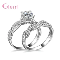 fashion simple cubic zircon couple ring 925 sterling silver wedding engagement party gift lovers rings for women men