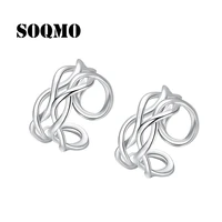 weave hollow out clip on earring real 925 sterling silver women men fashion vintage fine jewelry 2021 arrival free shipping