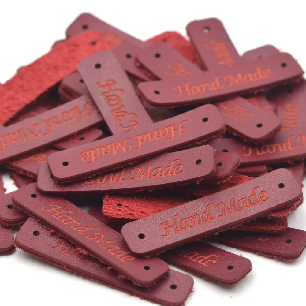 KALASO высокое качество 20 шт. красные этикетки для одежды ручной работы кожаные