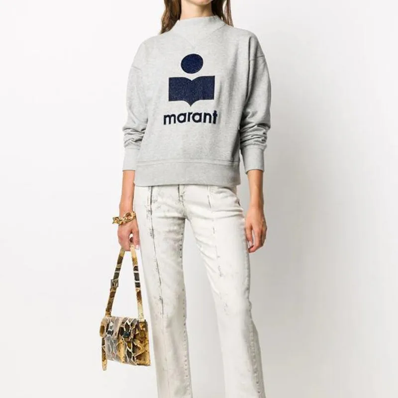 

Women Cotton Letter Sweatshirt Autumn Winter Casual Pullover Tops Blue Beige Yellow Dark Gray