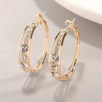 2021 new fashion and elegant ladies gold diamond earrings round rhinestone inlaid big earrings wedding jewelry exquisite gift