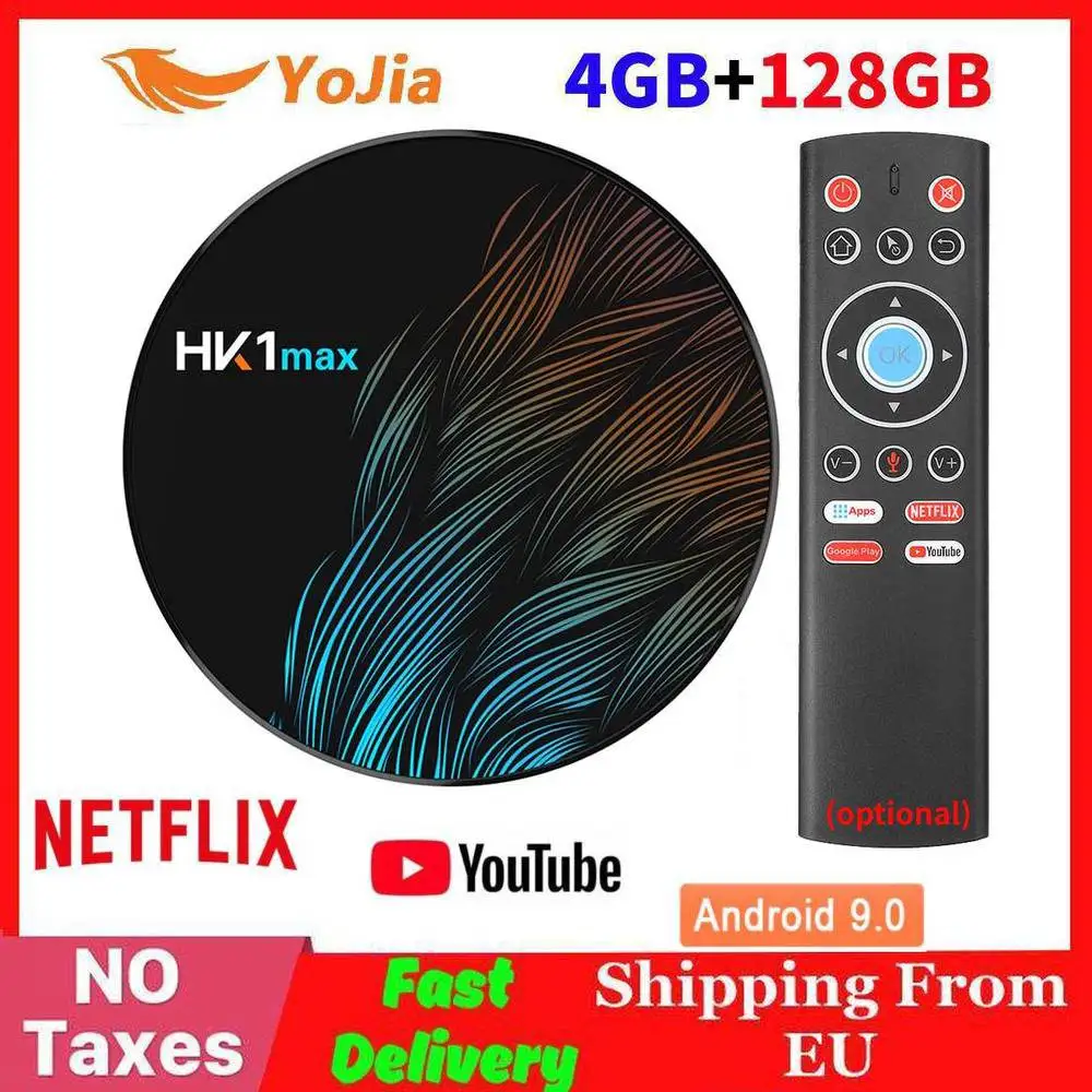 Смарт ТВ приставка Android 9,0 HK1 MAX ТВ приставка RK3318 4 Гб ОЗУ 128 Гб ПЗУ 64 Гб Wifi 4K медиаплеер HK1MAX телеприставка 2G/16G youtube
