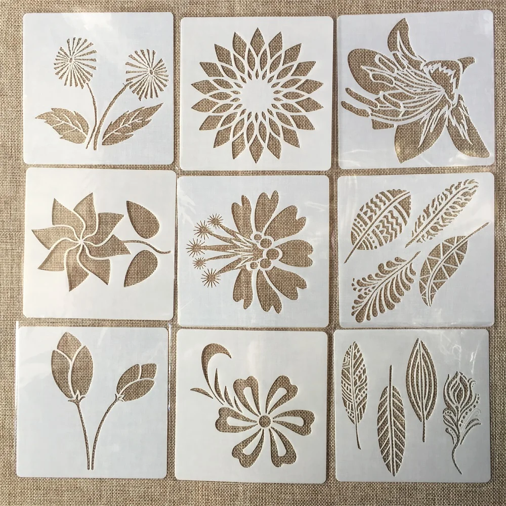 

9Pcs/Set 13cm Flowers Leaves DIY Layering Stencils Painting Scrapbook Coloring Embossing Album Decorative Template