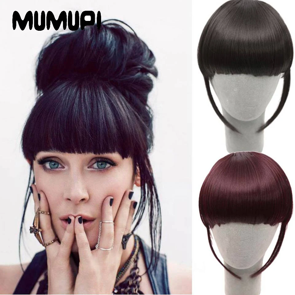 Накладные пряди волос MUMUPI синтетическая имитация челок на клипсе|Челки из