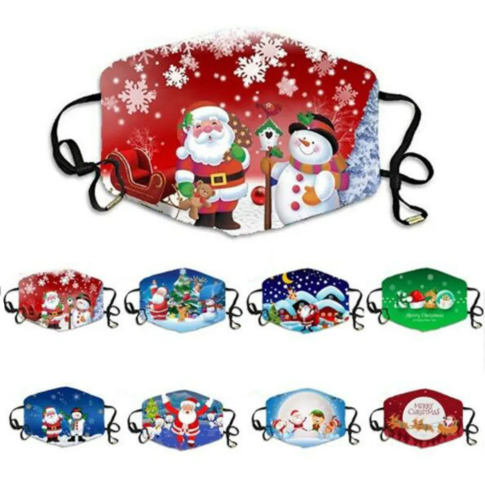 

Christmas Print Resue Washable Mask Breathable Multi-Purpose Face Cover Reuse Anti Pollution Mask Facemask Happy New Year 2021