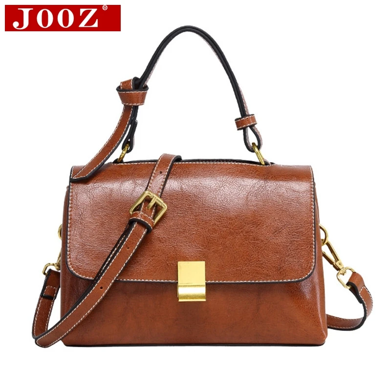 

JOOZ Women Bag Retro Purse Totes Bags For Women Shoulder Bags Buckle PU Leather handbags Solid Lady Small Hand Bag