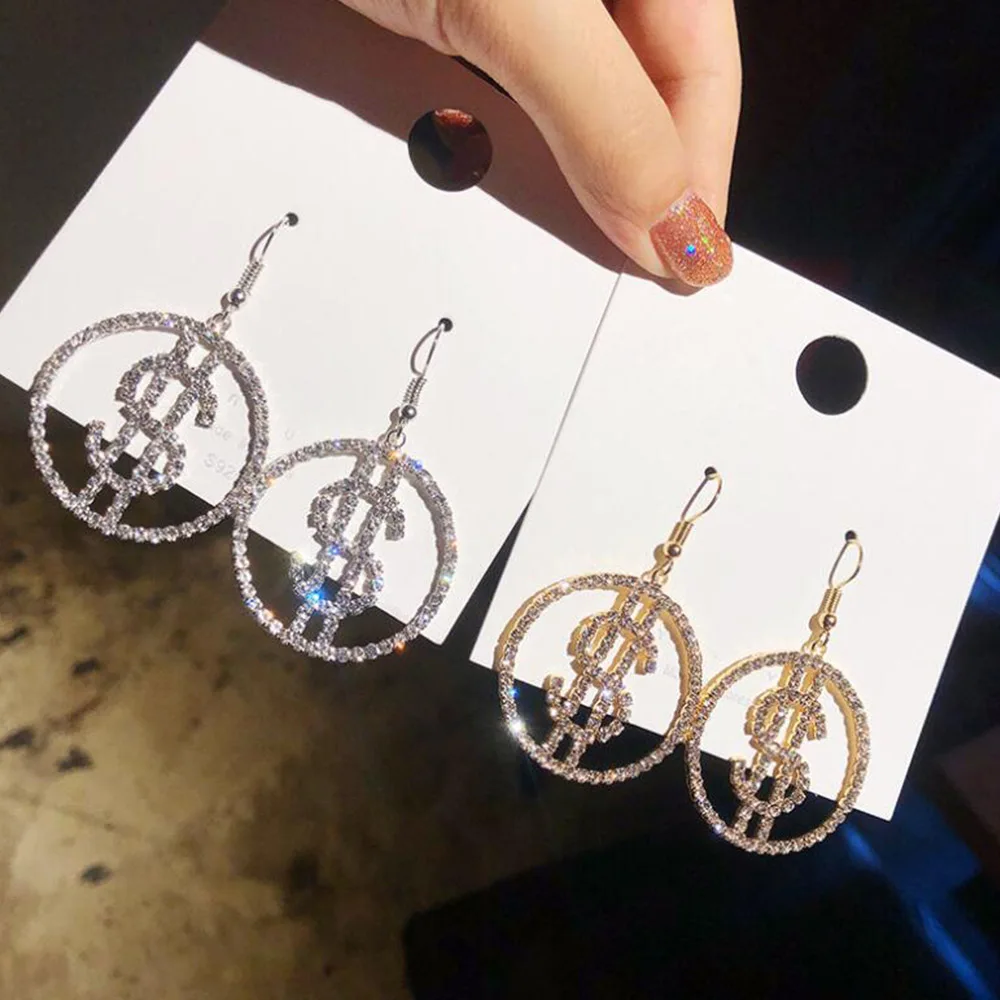 Серьги-гвоздики женские в форме доллара 1 пара | Украшения и аксессуары