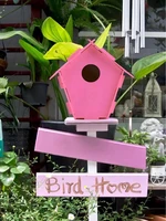 wooden bird houses diy hand painted crafts graffiti bird house set outdoor birdhouse cottage garden yard bird cage decoration